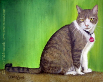 Custom Cat Portrait oil pastel pet painting tabby cat Oaktree