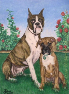 Custom Dog Portrait oil pastel painting boxer dogs painting Matisse T-bone