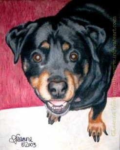 Custom Dog Portrait rottweiler oil pastel painting Sweetie
