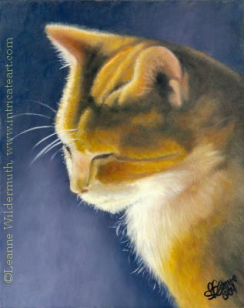 200409 Sweet Sabi orange tabby cat pet original art painting oil pastel