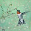 200420 Hummingbird red ruby throated bird art oil painting