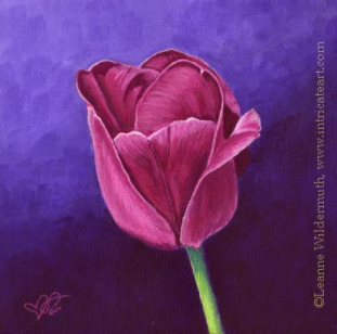 200428 Purple Tulip original india ink painting flower floral art