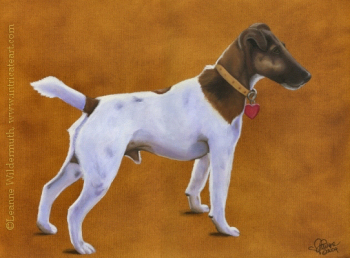 200434 Custom Dog Portrait of Wicklow's Quiet Fortune fox terrier purebred akc oil painting