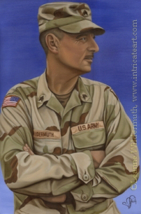 200446 Custom Portrait of Mark in uniform Oil painting soldier army national guard iraq