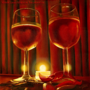 200451 Homecoming still life wine glass painting romantic art