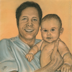 200528 Custom Monochromatic Chalk Portrait of John & Ella