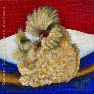 polish chicken barnyard wildlife art oil painting