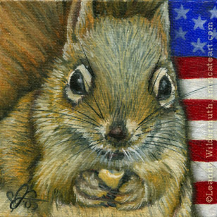 patriotic squirrel original oil painting wildlife