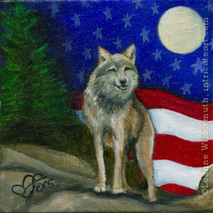wolf painting patriotic oil wildlife painting art
