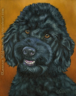 black poodle pet painting custom dog portrait oil