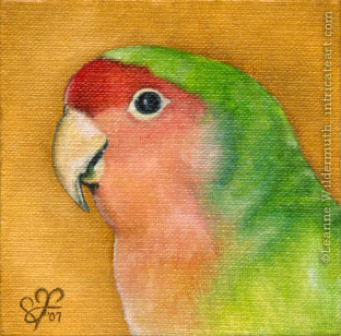 custom oil painting bird lovebird portrait original traditional realistic fine art