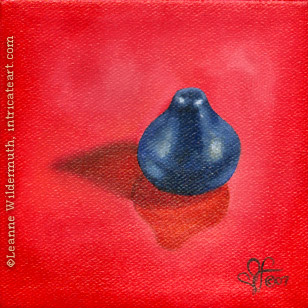 still life oil painting blue kissable candy food eye ate it series