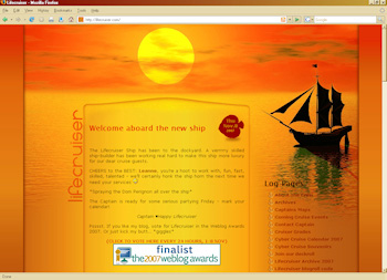 LifeCruiser Red Sunset Ship at Sea nautical theme custom wordpress blog design