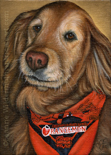 Custom dog portrait golden retriever oil painting original traditional realistic fine art leanne wildermuth