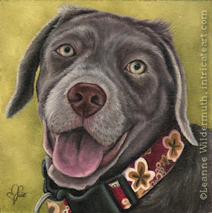 Custom Dog Portrait Lola silver lab puppy oil painting original traditional realistic fine art Leanne Wildermuth