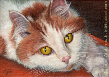 Custom tabby cat portrait oil painting art by Leanne Wildermuth