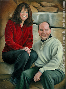 custom portrait people couple engagement oil painting art by Leanne Wildermuth
