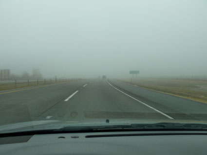 highway driving heavy fog