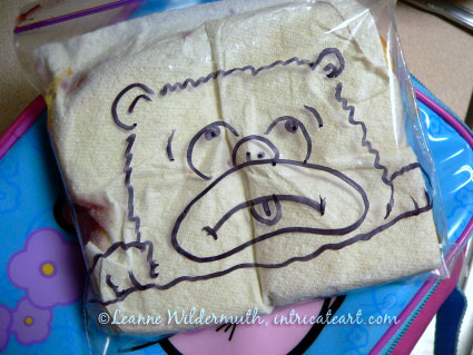 sandwich bag art monday bear doodle