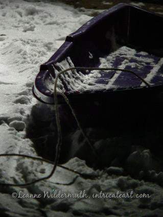 sled night snow photo