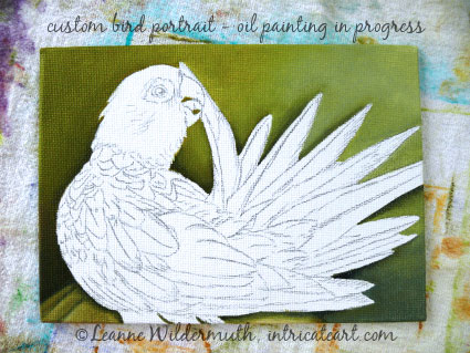 custom pet bird portrait oil painting original fine art leanne wildermuth' class=