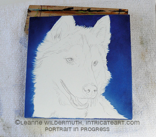 badger silver husky dog custom oil portrait painting leanne wildermuth' class=