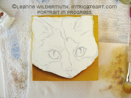 calico custom cat portrait painting original art leanne wildermuth' class=