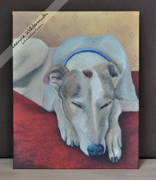 greyhound portrait oil painting progress by Leanne Wildermuth