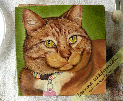 kona orange tabby cat painting work in progress 6