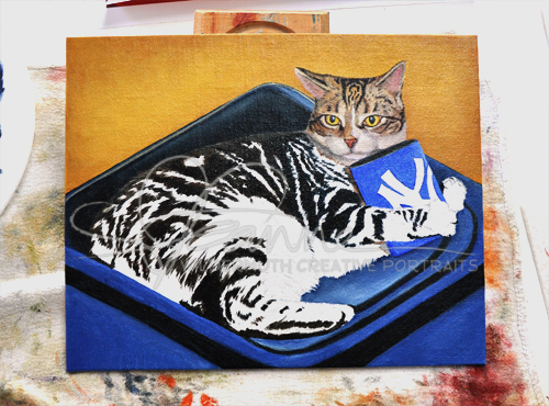 custom cat portrait progress by Leanne Wildermuth