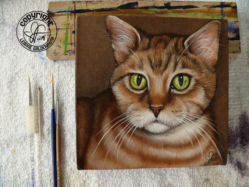 custom cat portrait painting orange tabby leanne wildermuth