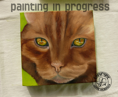 Simba Custom Cat Portrait Painting in Progress