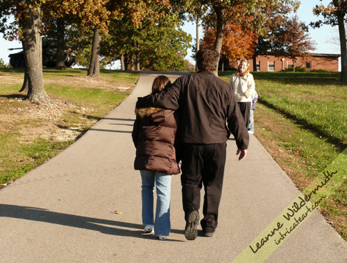 Dad and Caitlin walking Fort Leonard Wood photo Leanne Wildermuth