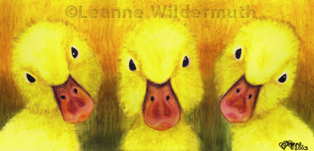 oil pastel painting ducklings original art print