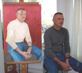 Custom full size oil pastel painting portrait man soldier husband
