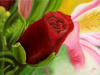 200437 Anniversary Rose oil painting art flower floral