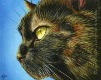 200439 Tortie tortoiseshell cat pet oil painting portrait fur art