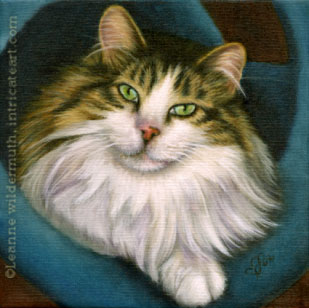 custom cat painting longhair green eyed pet portrait