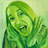 custom monochromatic green oil painting portrait original traditional realistic fine art