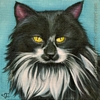 custom oil painting portrait longhair tuxedo cat original traditional realistic fine art