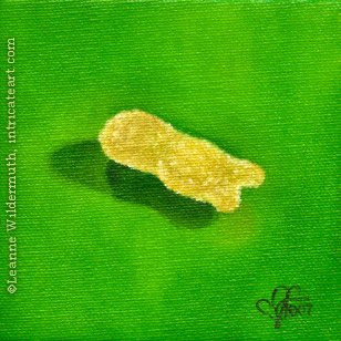 still life oil painting yellow sour patch kid candy food eye ate it series