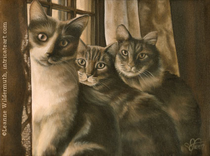 cat portrait oil monochromatic custom art painting original leanne wildermuth