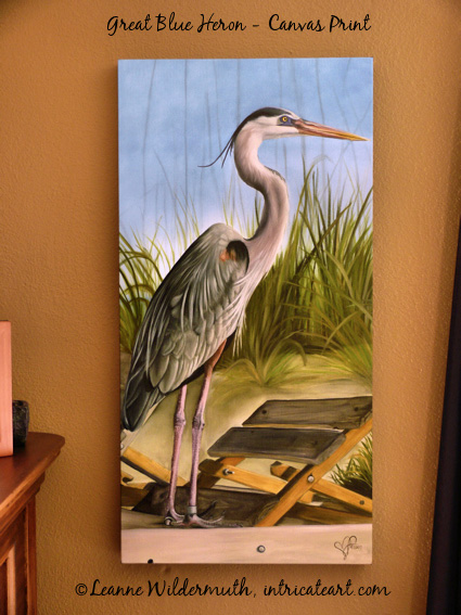 great blue heron canvas print original artist Leanne Wildermuth' class=