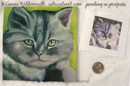 longhair persian mix kitten custom oil portrait painting