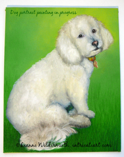 poodle painting work in progress custom pet portrait' class=