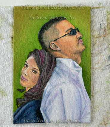 custom people portrait father daughter oil painting