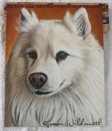 dog portrait work in progress original oil painting leanne wildermuth art' class=