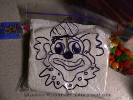 sandwich bag art clown