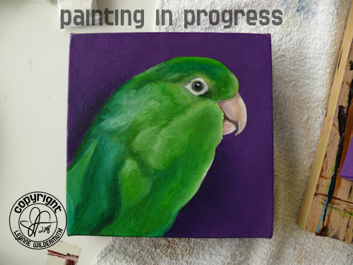 custom bird portrait painting in progress