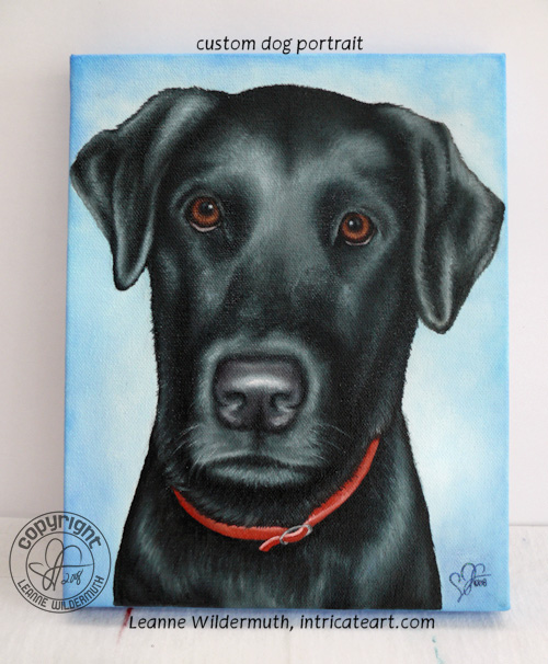 custom black lab dog portrait painting leanne wildermuth